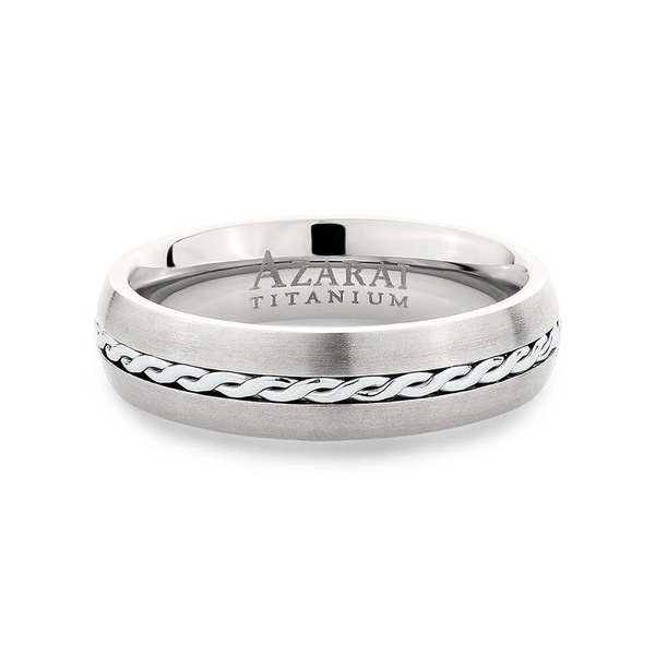 A men's ring with a braided design.