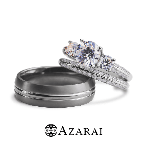 Azrai engagement ring and wedding band.