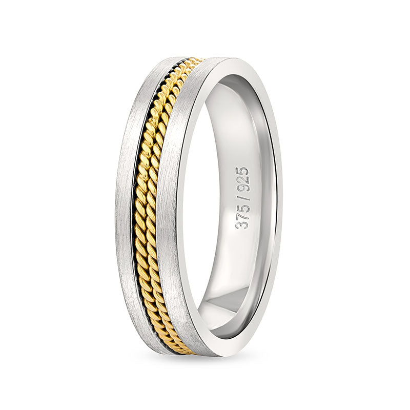 A Hayworth 9kt gold and silver wedding band.