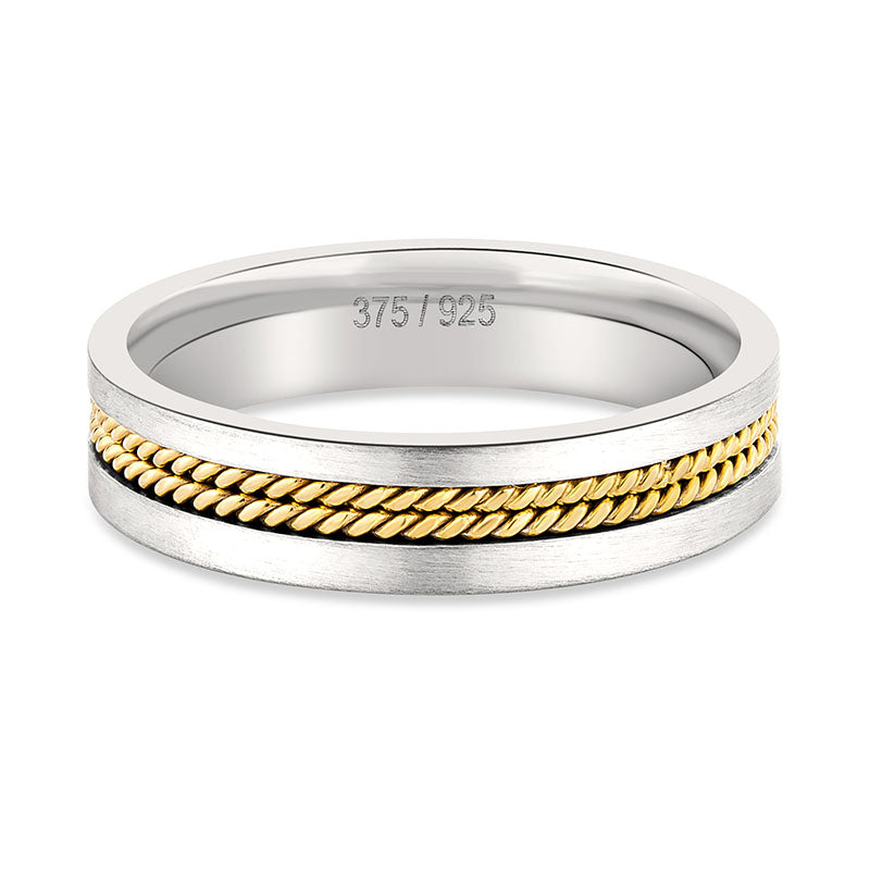 Hayworth 9kt gold and silver men's wedding band.