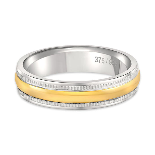 A Lago 9kt gold and silver wedding band.