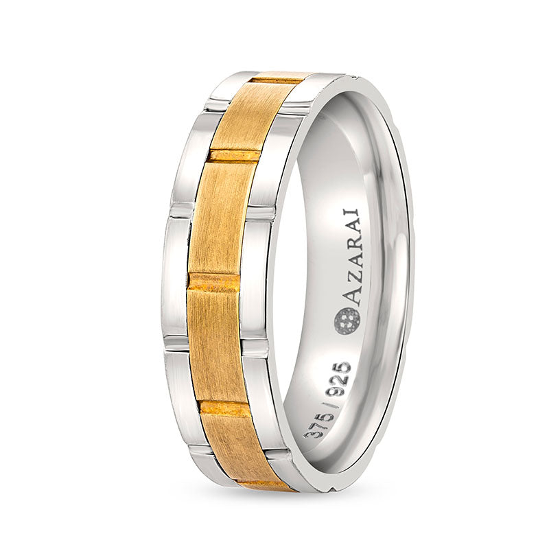 A men's Thornton 9kt gold and silver wedding band.