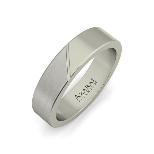 Silver-toned Camelot ON CLEARANCE with a brushed finish and engraved brand name on the inner band.