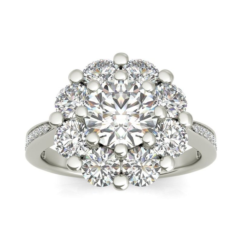 A Charlotte sterling silver engagement ring in white gold, perfect for a Charlotte bride.
