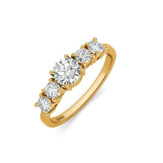 A Circa 9kt gold engagement ring with five stones.