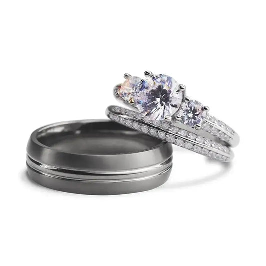 Blythe sterling silver and titanium trio set - Wedding Rings |  Abuja | Lagos | Nigeria