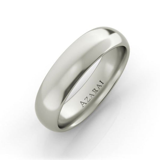 A Solis 18kt gold wedding band 5mm with a polished finish and the engraving "Solis" on the inner surface, displayed on a white background.