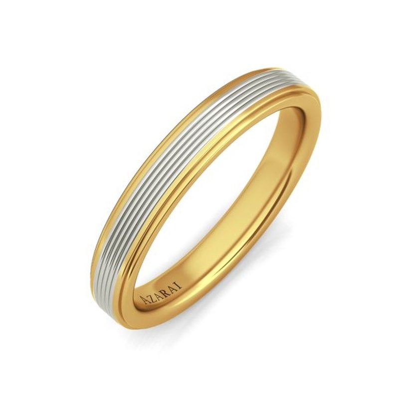 A Tromen 9kt gold wedding band in yellow gold and white gold.