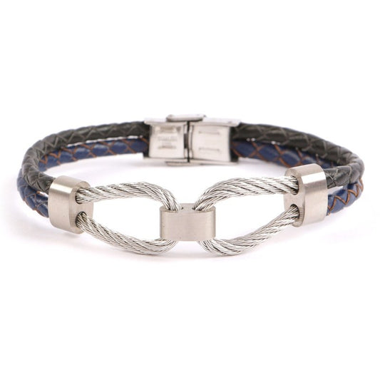 Volte leather and stainless steel men's bracelet - Wedding Rings |  Abuja | Lagos | Nigeria